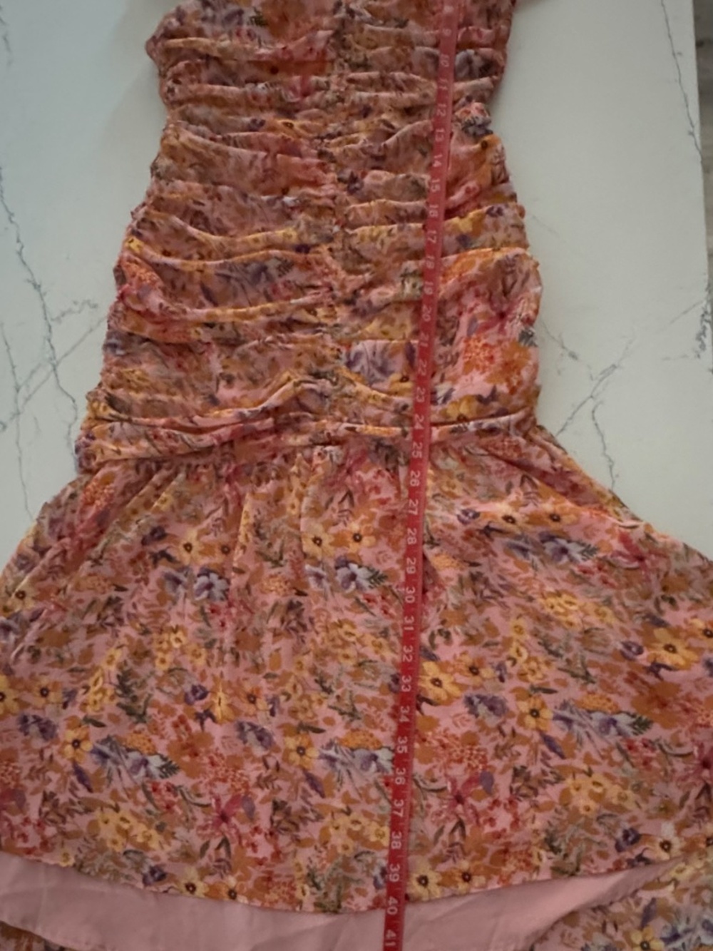 Astr Floral Ruffled Hi-Low Dress in Peach Multi - Picture 8 of 8
